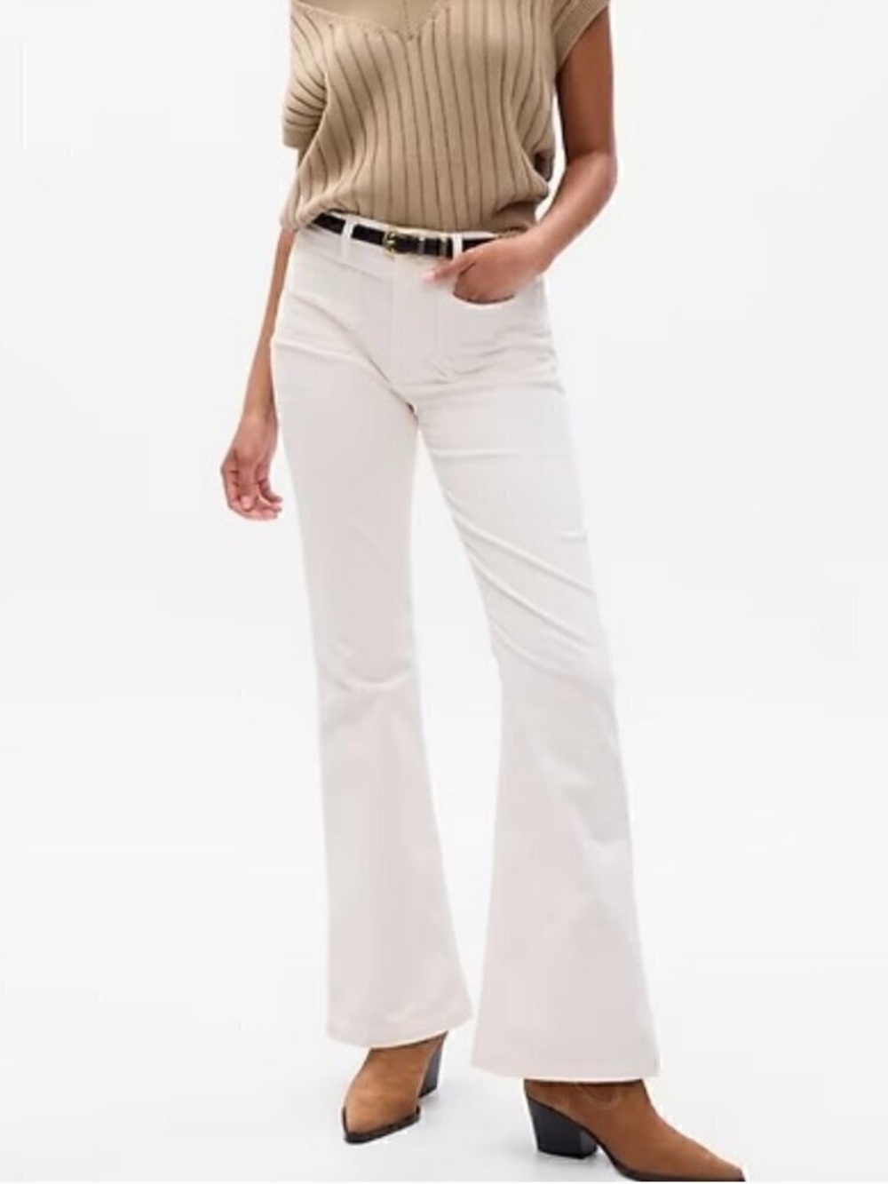 NWT GAP | Women’s Cream Corduroy 70s Flare High-Rise Boho Pants Jeans Size 32